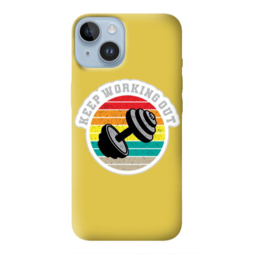 Apple iPhone 14 Plus Keep working out Yellow Colored Silicone TPU Θήκη