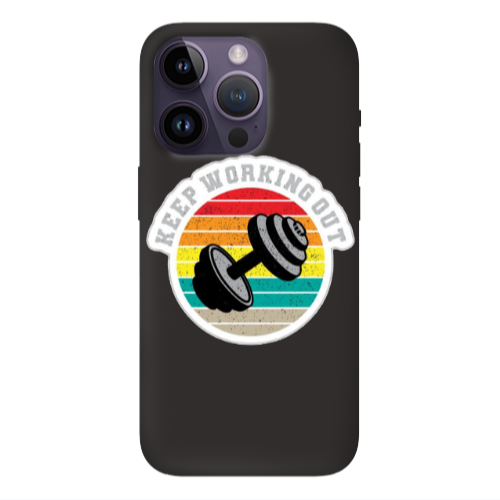 Apple iPhone 14 Pro  Keep working out Black Colored Silicone TPU Θήκη