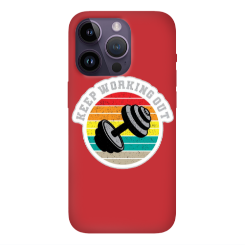 Apple iPhone 14 Pro  Keep working out Red Colored Silicone TPU Θήκη