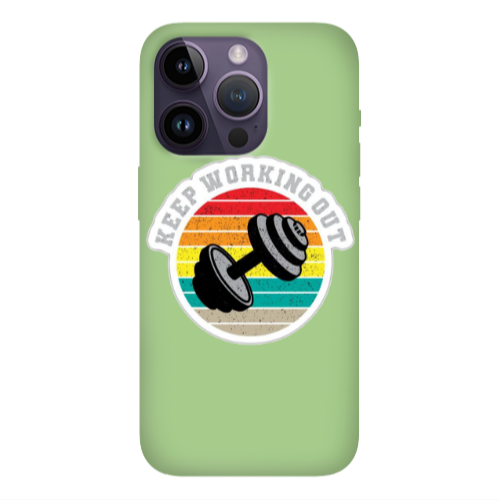 Apple iPhone 14 Pro Max Keep working out Light Green Colored Silicone TPU Θήκη
