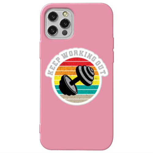 Apple iPhone 13 Pro Keep working out Pink Colored Silicone TPU Θήκη
