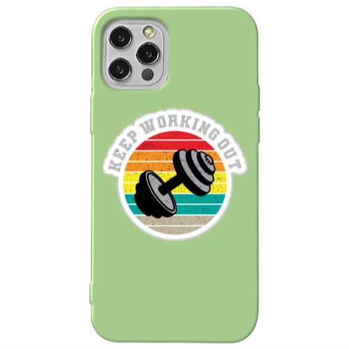 Apple iPhone 12 Pro Keep working out Light Green Colored Silicone TPU Θήκη
