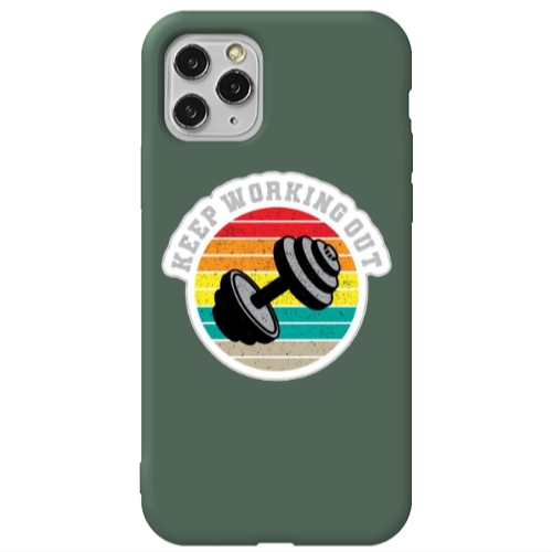 Apple iPhone 11 Pro Max Keep working out Dark Green Colored Silicone TPU Θήκη