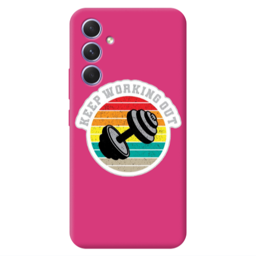 Samsung A54 Keep working out Fuchsia Colored Silicone TPU Θήκη