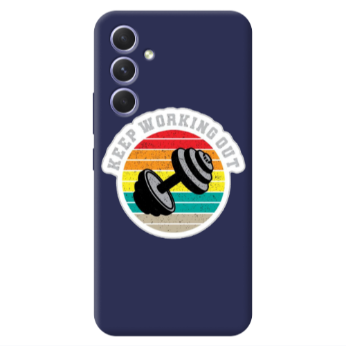 Samsung A54 Keep working out Dark blue Colored Silicone TPU Θήκη