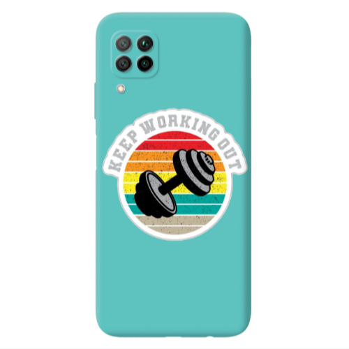 Huawei P40 Lite Keep working out Turquoise Colored Silicone TPU Θήκη