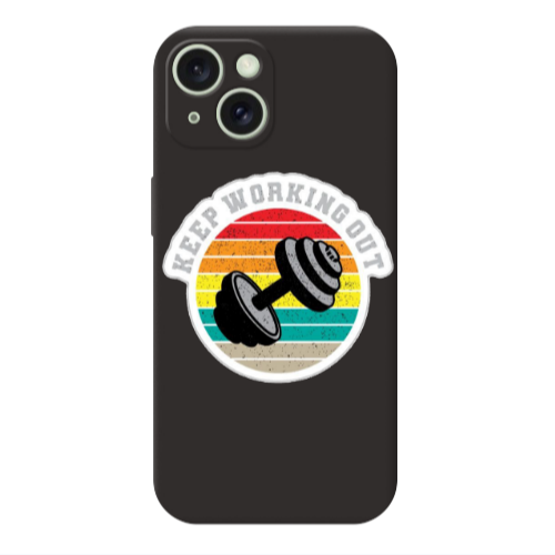 Apple iPhone 15 Keep working out Black Colored Silicone TPU Θήκη