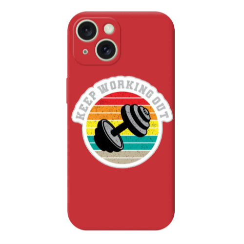 Apple iPhone 15 Keep working out Red Colored Silicone TPU Θήκη