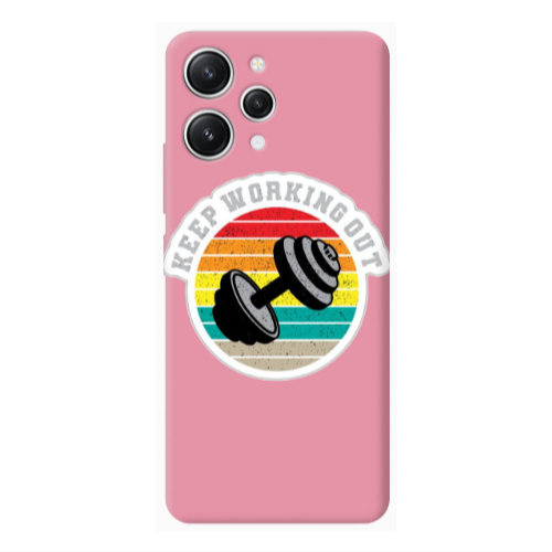 Xiaomi Redmi 12 Keep working out Pink Colored Silicone TPU Θήκη