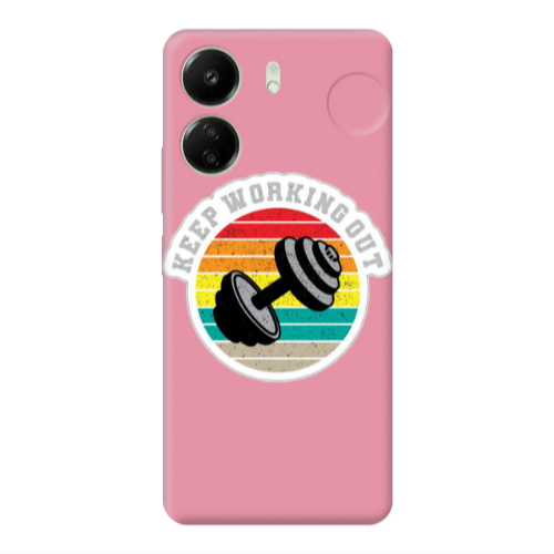 Xiaomi Redmi 13C Keep working out Pink Colored Silicone TPU Θήκη