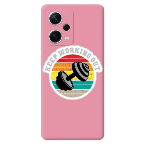 Xiaomi Poco X5 Keep working out Pink Colored Silicone TPU Θήκη