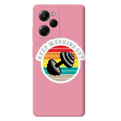 Xiaomi Poco X5 Pro Keep working out Pink Colored Silicone TPU Θήκη