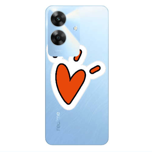 Realme Note 60 Red heart Transparent Silicone TPU Θήκη