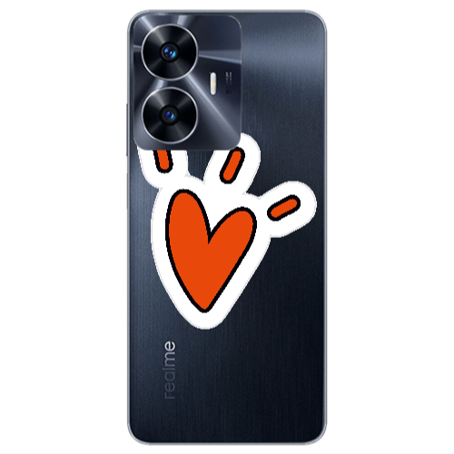 Realme Note 50 Red heart Transparent Silicone TPU Θήκη