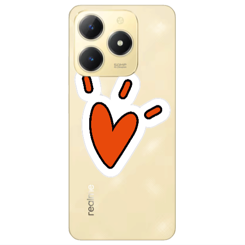 Realme C61 Red heart Transparent Silicone TPU Θήκη