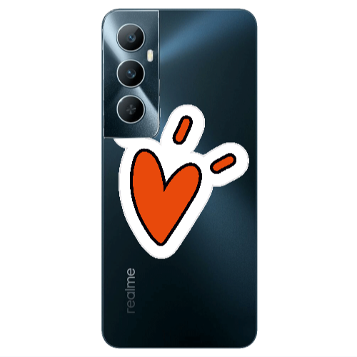 Realme C65 Red heart Transparent Silicone TPU Θήκη