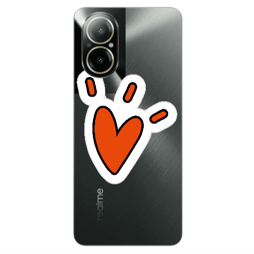 Realme C67 Red heart Transparent Silicone TPU Θήκη