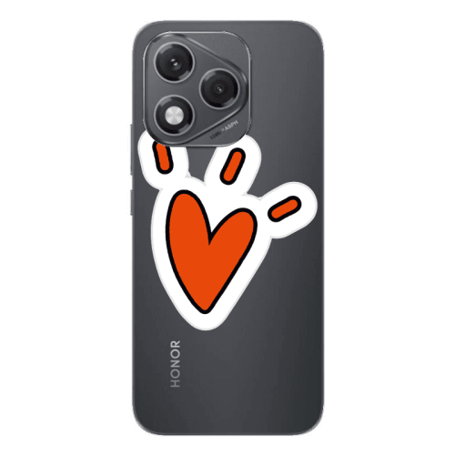 Honor 400 Lite Red heart Transparent Silicone TPU Θήκη