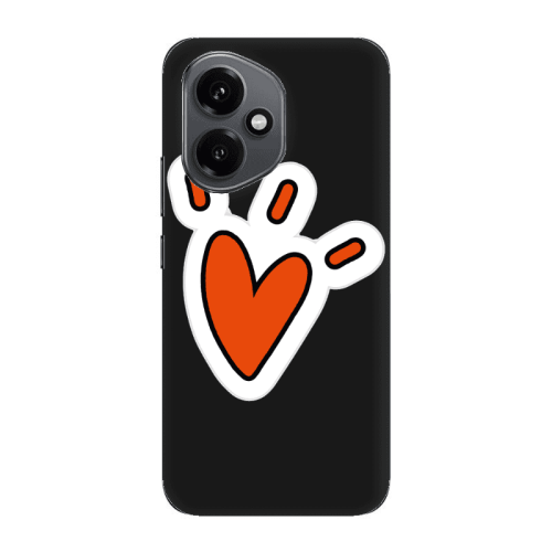 Honor Magic 400 Red heart Black Colored Silicone TPU Θήκη