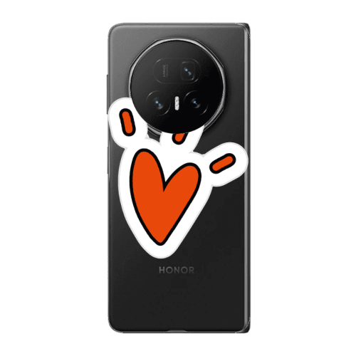 Honor Magic V5 Red heart Transparent Silicone TPU Θήκη