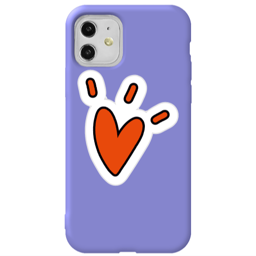 Apple iPhone 11  Red heart Purple Colored Silicone TPU Θήκη