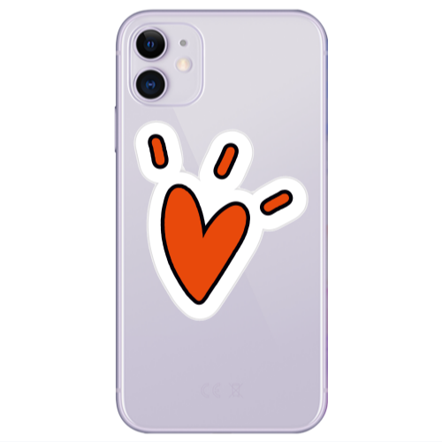 Apple iPhone 11  Red heart Transparent Silicone TPU Θήκη