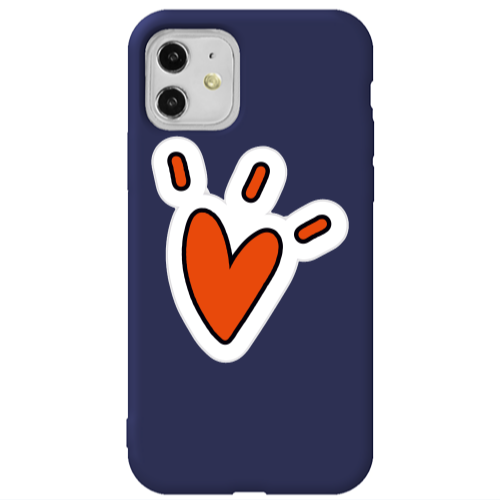 Apple iPhone 11  Red heart Dark blue Colored Silicone TPU Θήκη