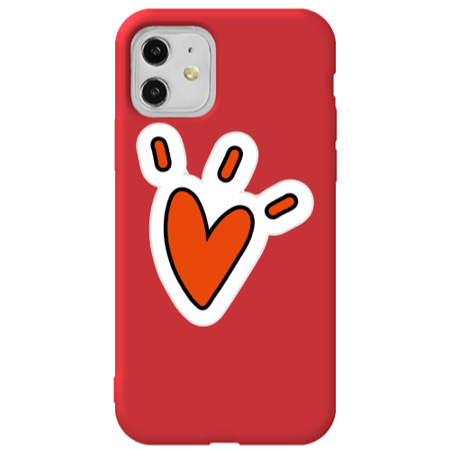 Apple iPhone 11  Red heart Red Colored Silicone TPU Θήκη