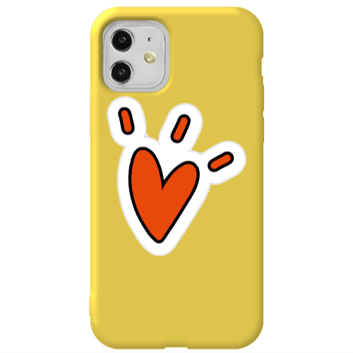Apple iPhone 11  Red heart Yellow Colored Silicone TPU Θήκη