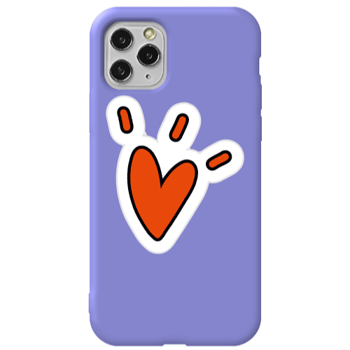 Apple iPhone 11 Pro Red heart Purple Colored Silicone TPU Θήκη