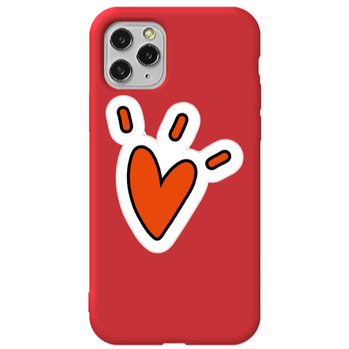 Apple iPhone 11 Pro Red heart Red Colored Silicone TPU Θήκη