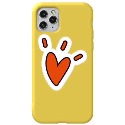 Apple iPhone 11 Pro Red heart Yellow Colored Silicone TPU Θήκη