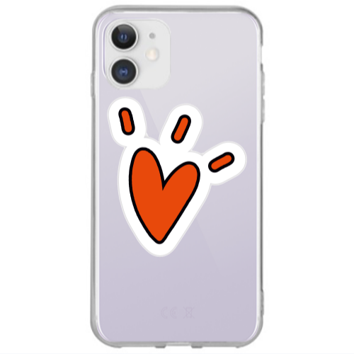 Apple iPhone 12 Red heart Transparent Silicone TPU Θήκη