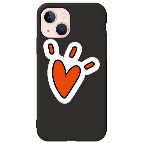 Apple iPhone 13 Red heart Black Colored Silicone TPU Θήκη