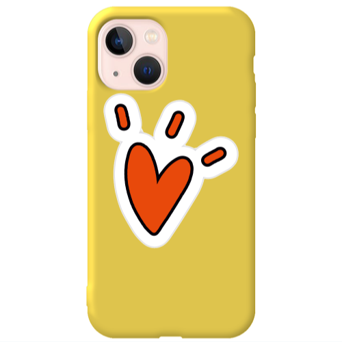 Apple iPhone 13 Red heart Yellow Colored Silicone TPU Θήκη