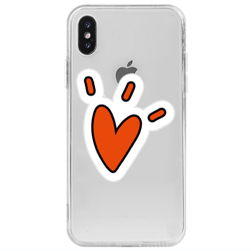Apple iPhone X Red heart Transparent Silicone TPU Θήκη