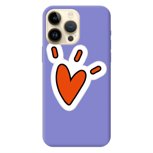 Apple iPhone 13 Pro Max Red heart Purple Colored Silicone TPU Θήκη