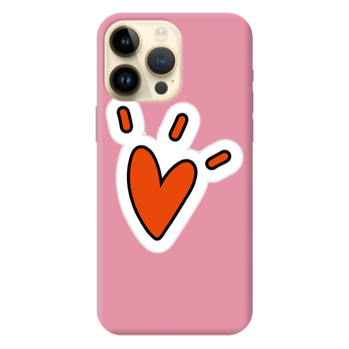 Apple iPhone 13 Pro Max Red heart Pink Colored Silicone TPU Θήκη