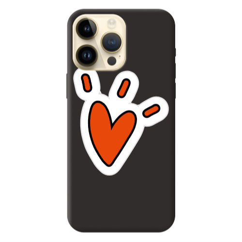 Apple iPhone 13 Pro Max Red heart Black Colored Silicone TPU Θήκη