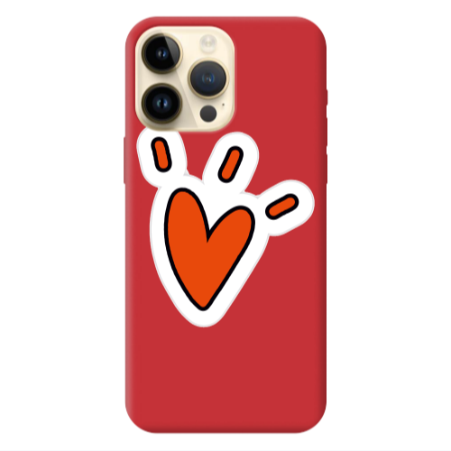 Apple iPhone 13 Pro Max Red heart Red Colored Silicone TPU Θήκη