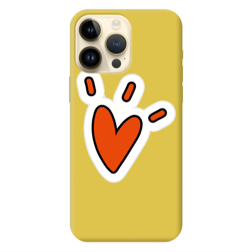 Apple iPhone 13 Pro Max Red heart Yellow Colored Silicone TPU Θήκη