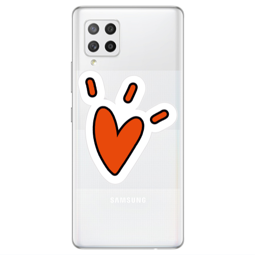 Samsung A42 5G Red heart Transparent Silicone TPU Θήκη