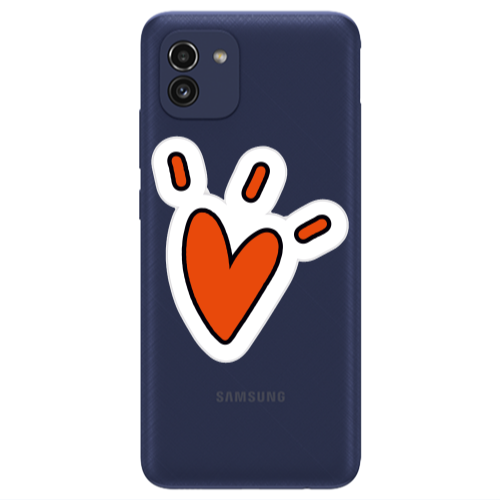 Samsung A03 Red heart Transparent Silicone TPU Θήκη