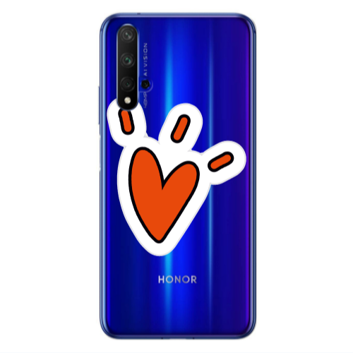 Huawei Nova 5 T Red heart Transparent Silicone TPU Θήκη