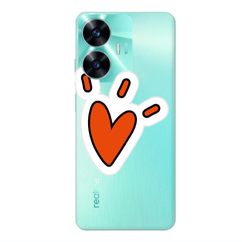 Realme C55 Red heart Transparent Silicone TPU Θήκη