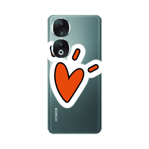 Honor 90 5G Red heart Transparent Silicone TPU Θήκη