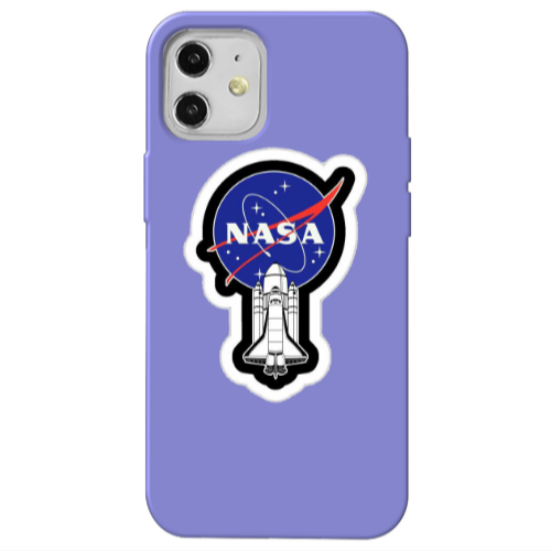 Apple iPhone 12 Nasa 2 Purple Colored Silicone TPU Θήκη