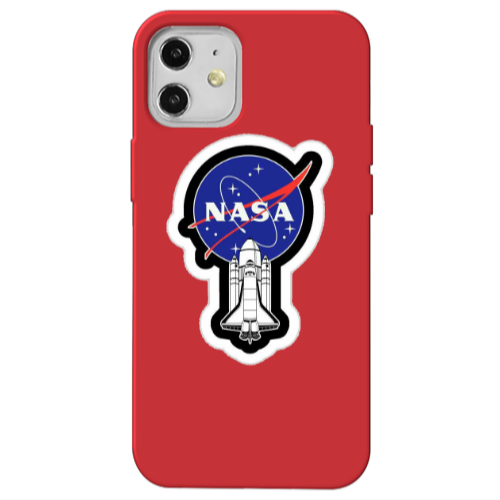 Apple iPhone 12 Nasa 2 Red Colored Silicone TPU Θήκη
