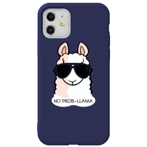 Apple iPhone 11  No prob-lama Dark blue Colored Silicone TPU Θήκη
