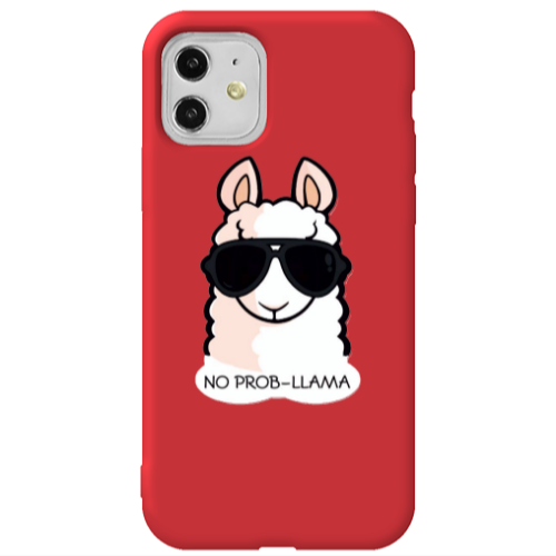Apple iPhone 11  No prob-lama Red Colored Silicone TPU Θήκη